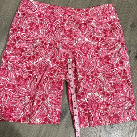 Talbots Pink White Paisley Chino Shorts Sz 6 Stretch Mid-Rise Preppy Nautical - Picture 3 of 6